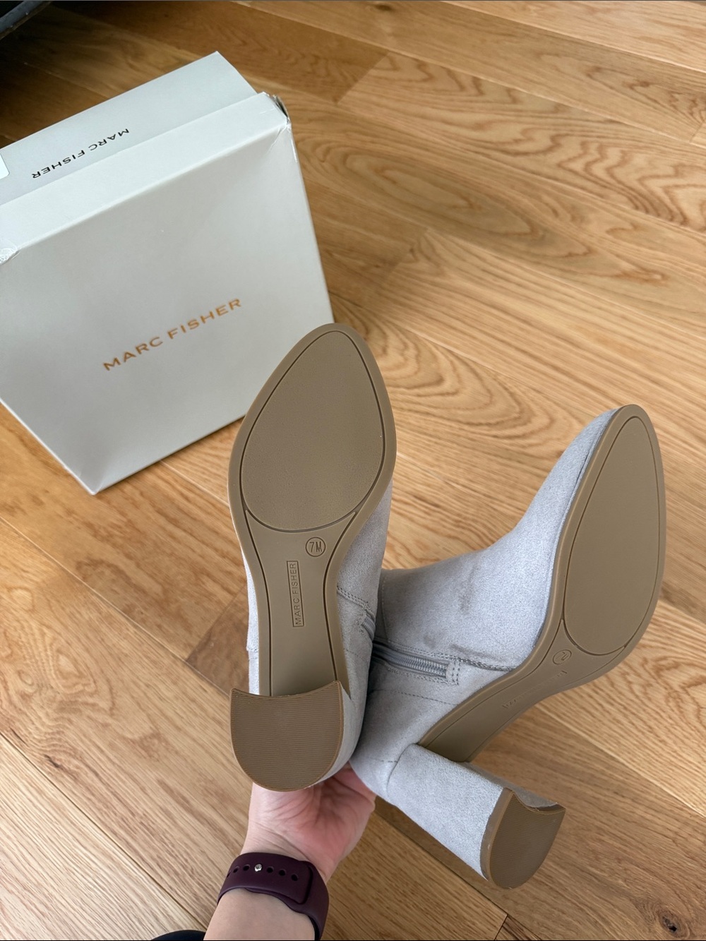 Marc Fisher Light Gray Heeled Boots - Picture 6 of 6